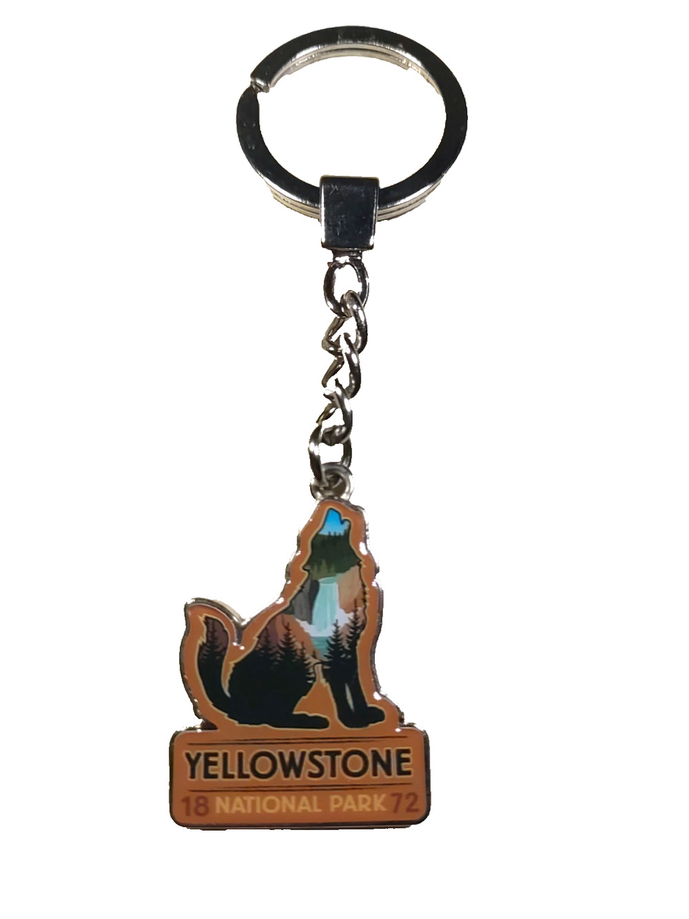 Yellowstone Howling Wolf Keychain National Park Souvenir